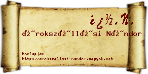 Árokszállási Nándor névjegykártya